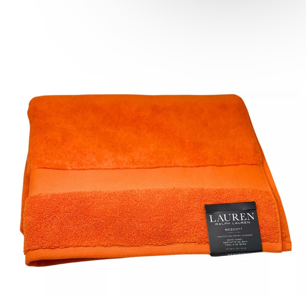 RALPH LAUREN WESCOTT Summer Orange Premium Soft Cotton Bath Towel 30"x 56” NWT - Picture 9 of 9